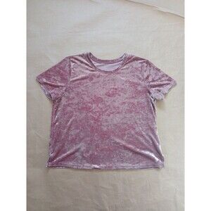 Vintage Y2K Arizona Jean Co. Crushed Velvet Blouse Top Womens L Pink Coquette